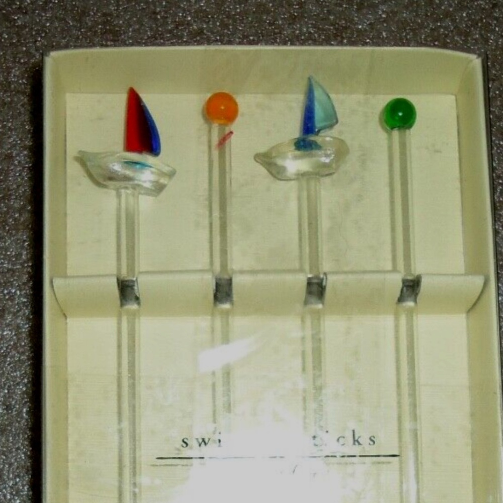 Swizzle Sticks Set of 2 boxes of 8 Sailboat Size-8 inches
